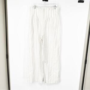 Rebecca Taylor Striped High Rise Pleated Wide Leg Pants